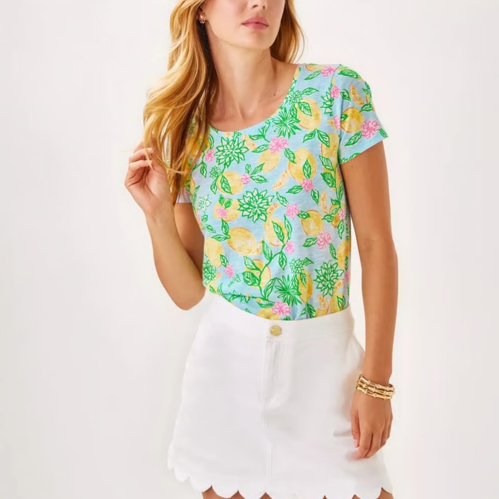 Lilly Pulitzer Etta Scoop Neck Bluette Make Lemonade XS NWT